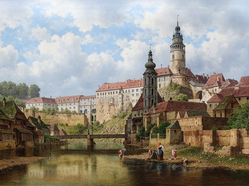 1821-Bedřich Havránek - Veduta del castello di Český Krumlov (1882)